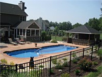 <b>3 Rail Flat Top Ascot Style Black Aluminum Pool Code Fence</b>